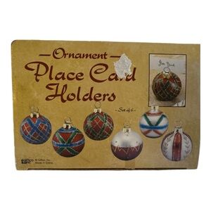 Christmas Ornament Bauble Glass Place Card Holder Holiday Decoration Set  6